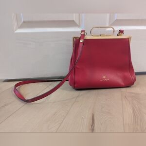 Nanette Lepore Red Leather Handbag with Gold Accents